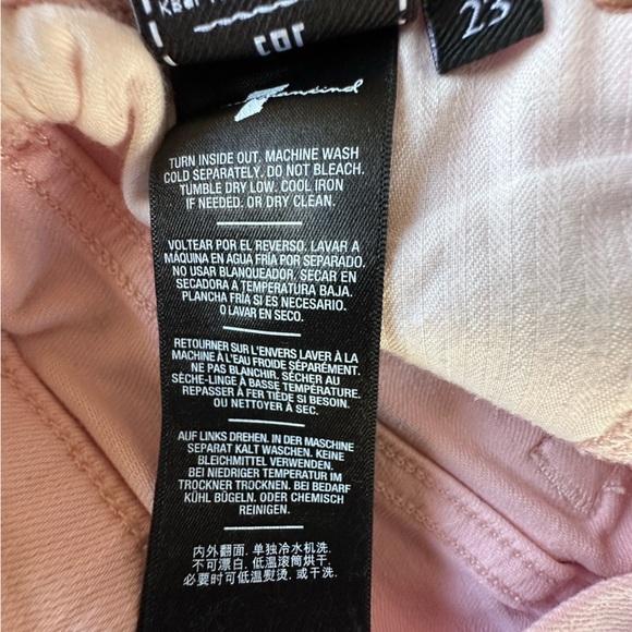 7 For All Mankind Women's Light Pink Mid Rise Distressed Jean Shorts Size 23 - Picture 10 of 12